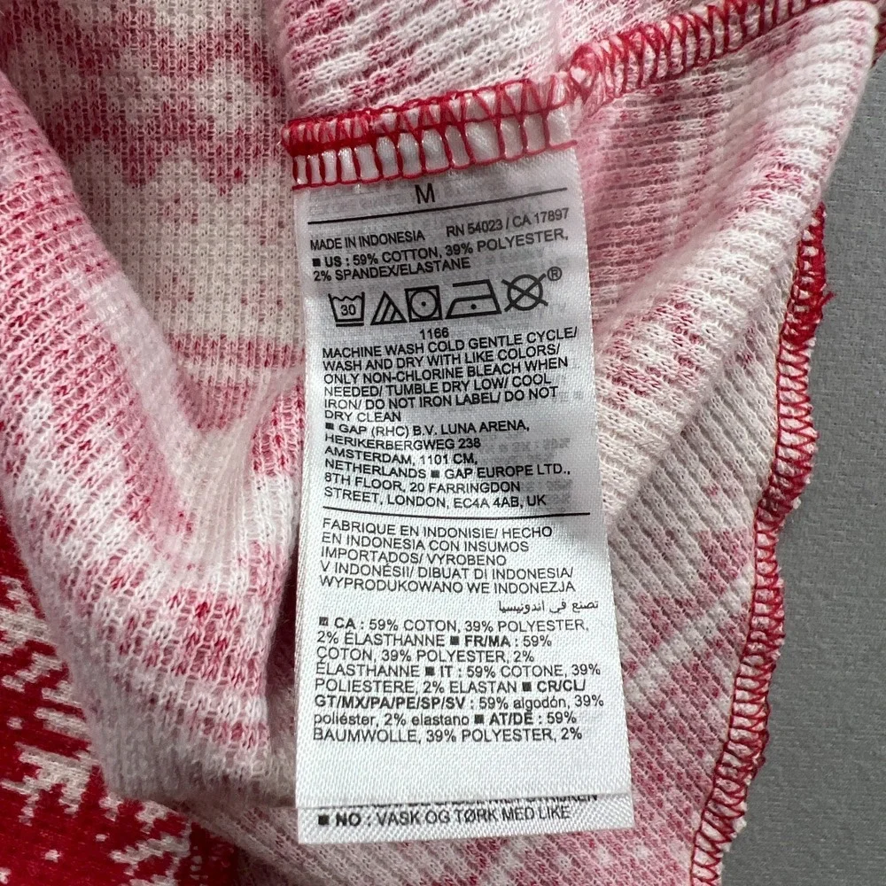 Old Navy Holiday Pajama Set Womens M Red White Reindeer Snowflake Cotton Stretch